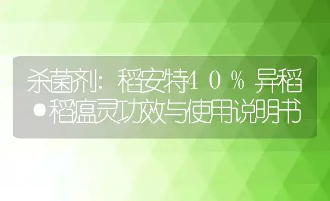 杀菌剂：稻安特40%异稻·稻瘟灵 | 适用防治对象及农作物使用方法说明书 | 植物农药