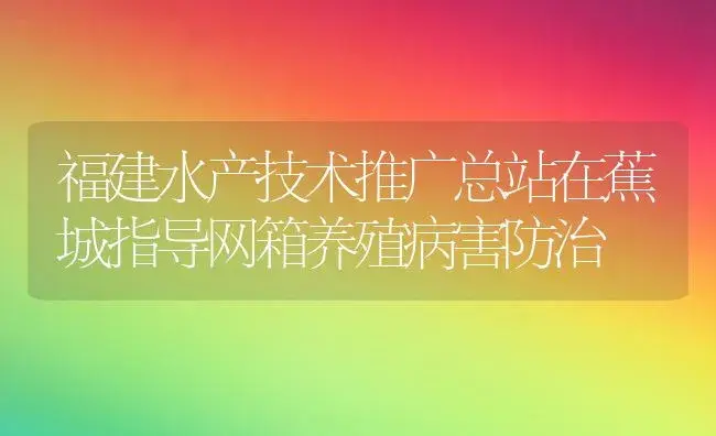 福建水产技术推广总站在蕉城指导网箱养殖病害防治 | 植物病虫害