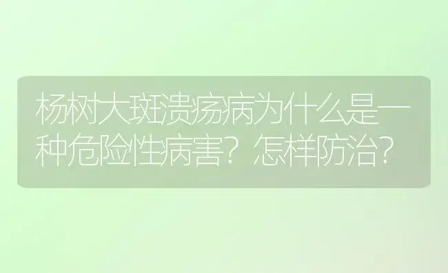 杨树大斑溃疡病为什么是一种危险性病害？怎样防治？ | 植物病虫害