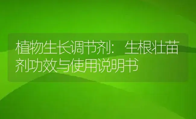 植物生长调节剂：生根壮苗剂 | 适用防治对象及农作物使用方法说明书 | 植物农药