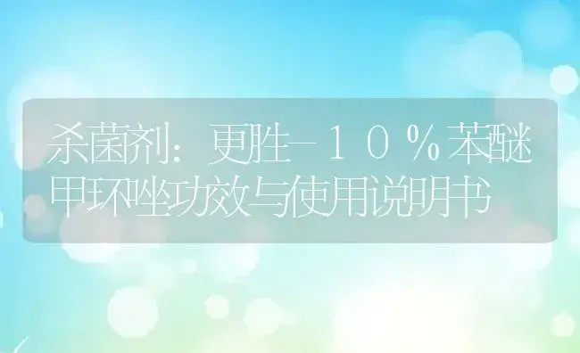 杀菌剂：更胜-10%苯醚甲环唑 | 适用防治对象及农作物使用方法说明书 | 植物农药