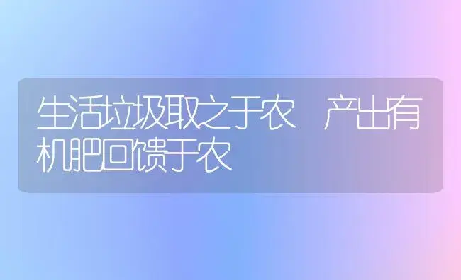 生活垃圾取之于农　产出有机肥回馈于农 | 植物肥料