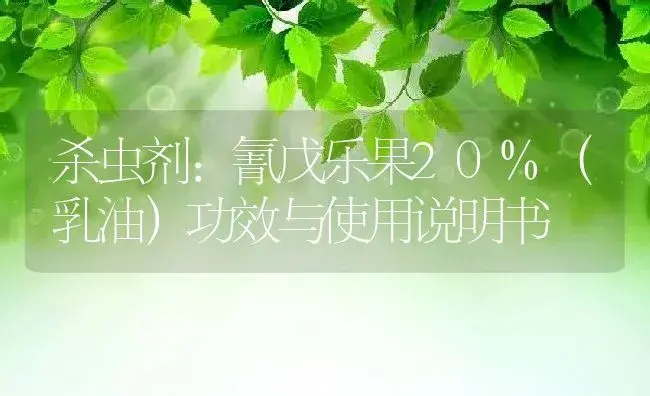 杀虫剂：氰戊乐果20%（乳油） | 适用防治对象及农作物使用方法说明书 | 植物农药