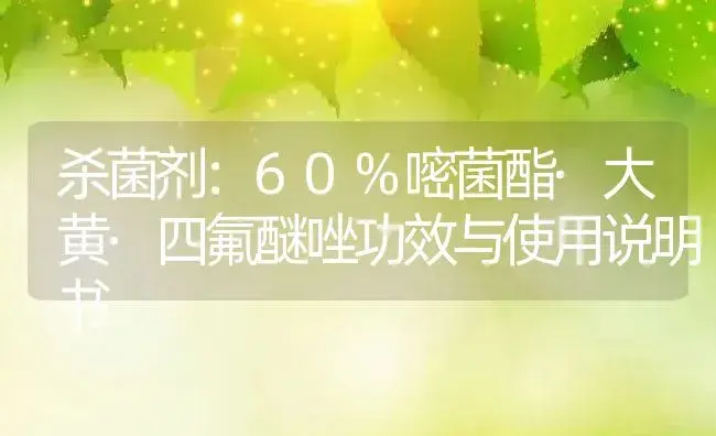 杀菌剂：60%嘧菌酯·大黄·四氟醚唑 | 适用防治对象及农作物使用方法说明书 | 植物农药