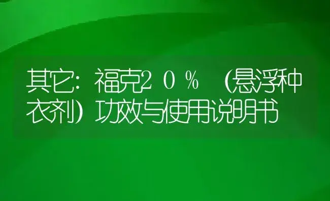 其它：福克20%（悬浮种衣剂） | 适用防治对象及农作物使用方法说明书 | 植物农药