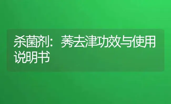 杀菌剂：莠去津 | 适用防治对象及农作物使用方法说明书 | 植物农药