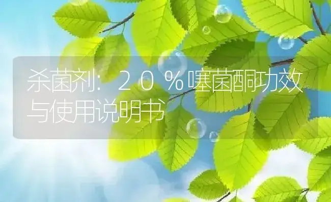 杀菌剂：20%噻菌酮 | 适用防治对象及农作物使用方法说明书 | 植物农药