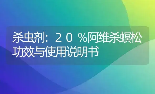 杀虫剂：20％阿维杀螟松 | 适用防治对象及农作物使用方法说明书 | 植物农药