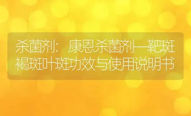 杀菌剂：康恩杀菌剂—靶斑褐斑叶斑 | 适用防治对象及农作物使用方法说明书 | 植物农药