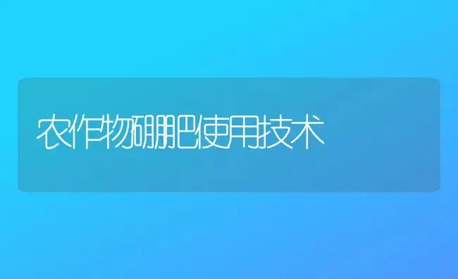 农作物硼肥使用技术 | 植物肥料