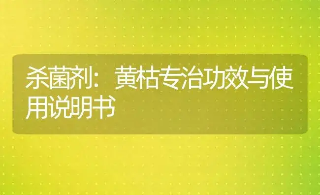 杀菌剂：黄枯专治 | 适用防治对象及农作物使用方法说明书 | 植物农药