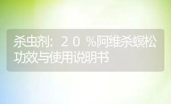 杀虫剂：20％阿维杀螟松 | 适用防治对象及农作物使用方法说明书 | 植物农药