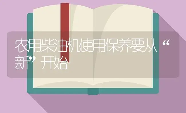 农用柴油机使用保养要从“新”开始 | 农资农机