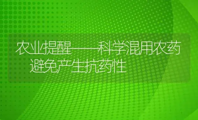 农业提醒——科学混用农药 避免产生抗药性 | 植物病虫害