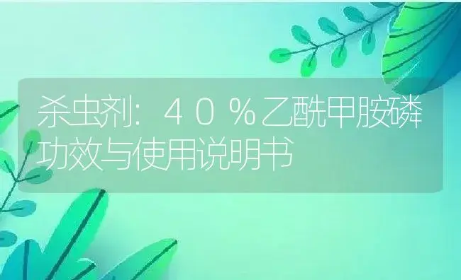 杀虫剂：40%乙酰甲胺磷 | 适用防治对象及农作物使用方法说明书 | 植物农药