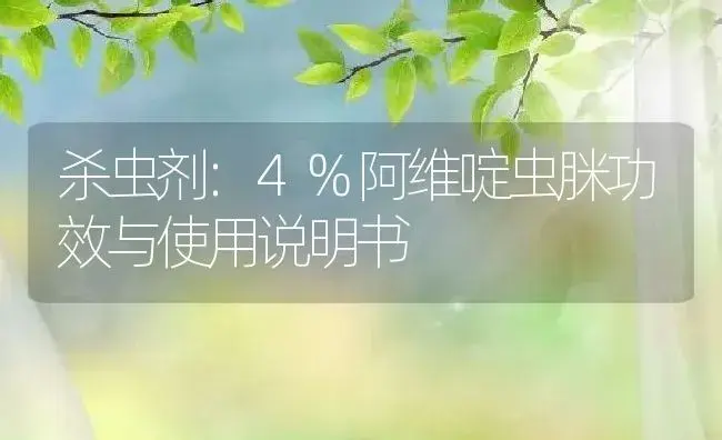 杀虫剂：4%阿维啶虫脒 | 适用防治对象及农作物使用方法说明书 | 植物农药