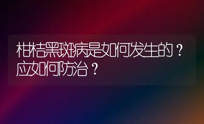 柑桔黑斑病是如何发生的？应如何防治？ | 植物病虫害