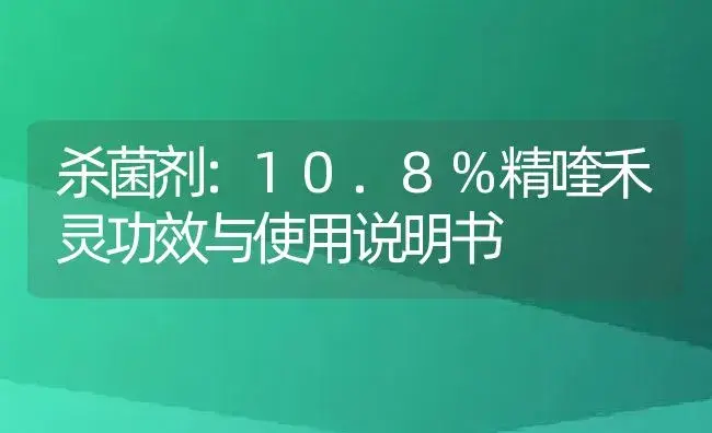 杀菌剂：10.8%精喹禾灵 | 适用防治对象及农作物使用方法说明书 | 植物农药