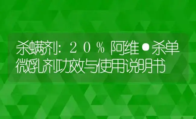 杀螨剂：20%阿维·杀单微乳剂 | 适用防治对象及农作物使用方法说明书 | 植物农药