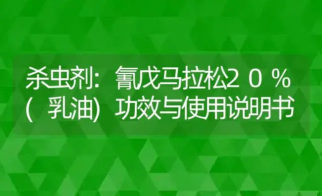 杀虫剂：氰戊马拉松20%(乳油) | 适用防治对象及农作物使用方法说明书 | 植物农药