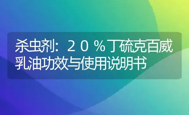 杀虫剂：20%丁硫克百威乳油 | 适用防治对象及农作物使用方法说明书 | 植物农药