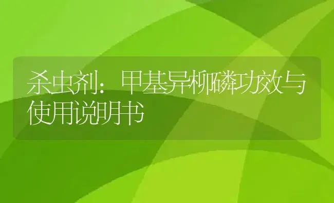 杀虫剂：甲基异柳磷 | 适用防治对象及农作物使用方法说明书 | 植物农药