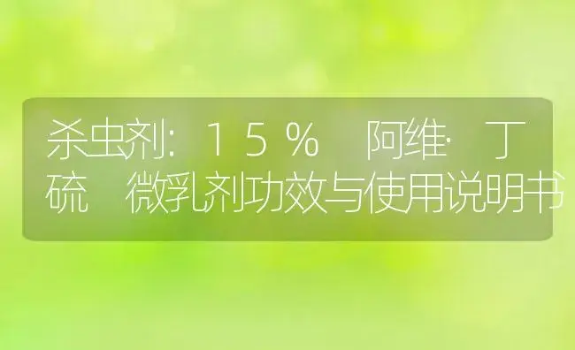 杀虫剂：15% 阿维·丁硫 微乳剂 | 适用防治对象及农作物使用方法说明书 | 植物农药