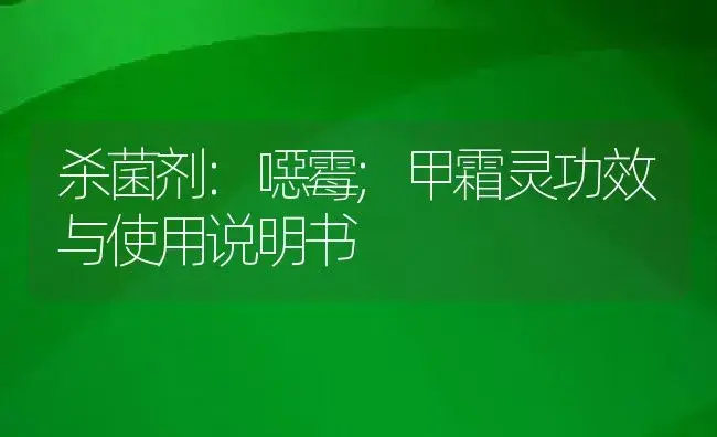 杀菌剂：噁霉;甲霜灵 | 适用防治对象及农作物使用方法说明书 | 植物农药