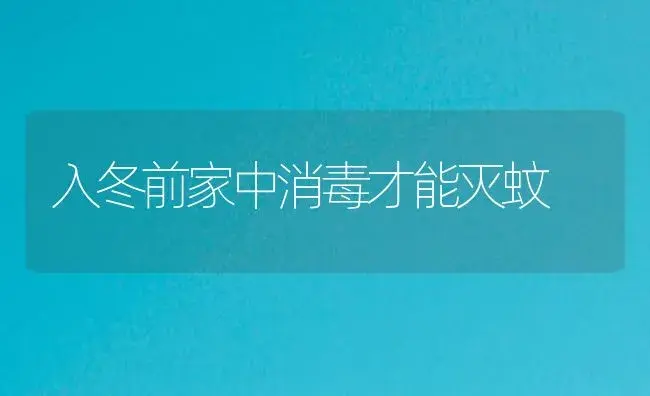 入冬前家中消毒才能灭蚊 | 植物病虫害