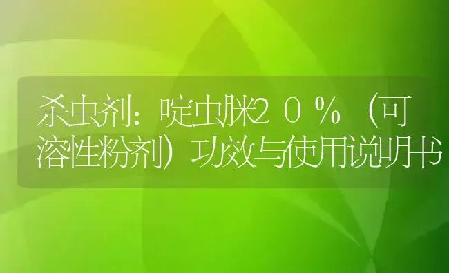 杀虫剂：啶虫脒20%（可溶性粉剂） | 适用防治对象及农作物使用方法说明书 | 植物农药