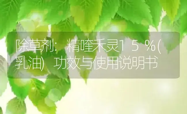 除草剂：精喹禾灵15%(乳油) | 适用防治对象及农作物使用方法说明书 | 植物农药