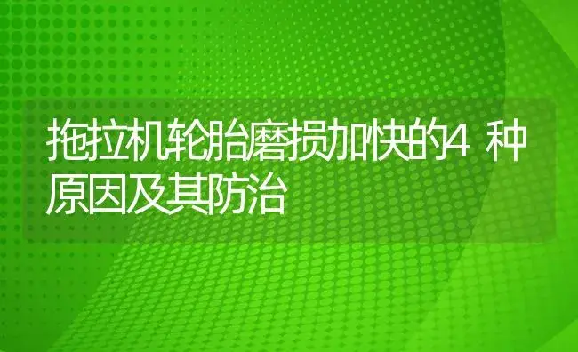 拖拉机轮胎磨损加快的4种原因及其防治 | 农资农机