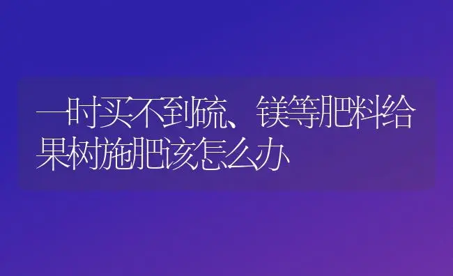 一时买不到硫、镁等肥料给果树施肥该怎么办 | 植物肥料