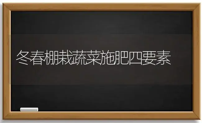 冬春棚栽蔬菜施肥四要素 | 植物肥料