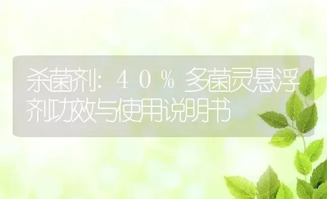 杀菌剂：40%多菌灵悬浮剂 | 适用防治对象及农作物使用方法说明书 | 植物农药