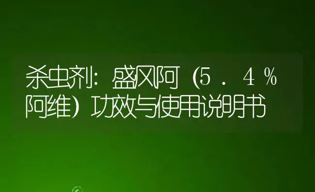 杀虫剂：盛风阿（5.4%阿维） | 适用防治对象及农作物使用方法说明书 | 植物农药