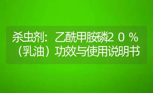 杀虫剂：乙酰甲胺磷20%（乳油） | 适用防治对象及农作物使用方法说明书 | 植物农药