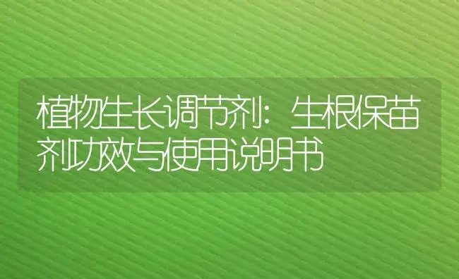 植物生长调节剂：生根保苗剂 | 适用防治对象及农作物使用方法说明书 | 植物农药