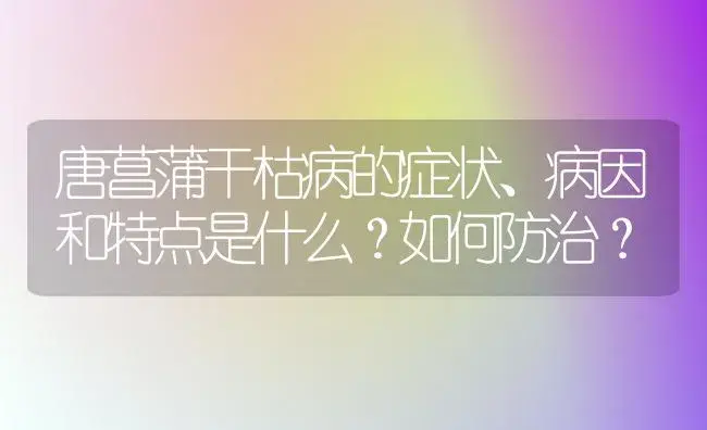 唐菖蒲干枯病的症状、病因和特点是什么？如何防治？ | 植物病虫害