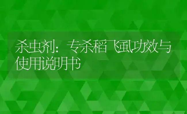 杀虫剂：专杀稻飞虱 | 适用防治对象及农作物使用方法说明书 | 植物农药