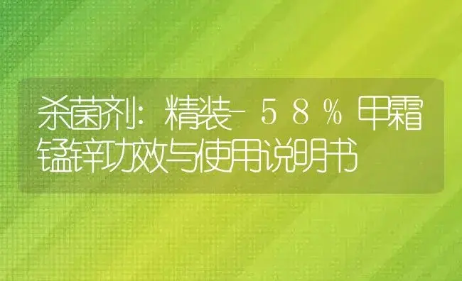 杀菌剂：精装-58%甲霜锰锌 | 适用防治对象及农作物使用方法说明书 | 植物农药