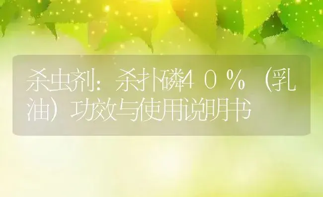 杀虫剂：杀扑磷40%（乳油） | 适用防治对象及农作物使用方法说明书 | 植物农药