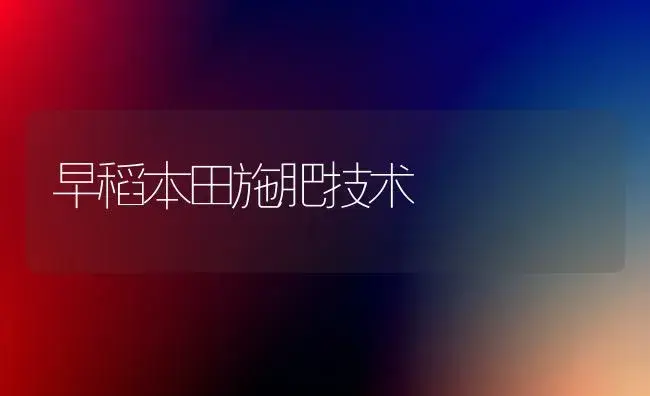 早稻本田施肥技术 | 植物肥料