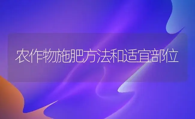 农作物施肥方法和适宜部位 | 植物肥料