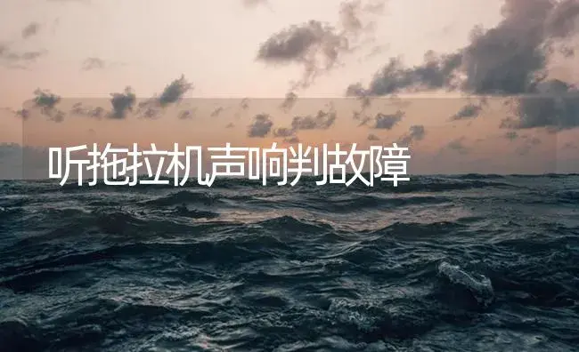 听拖拉机声响判故障 | 农资农机