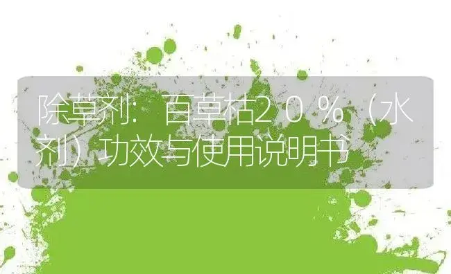 除草剂：百草枯20%（水剂） | 适用防治对象及农作物使用方法说明书 | 植物农药