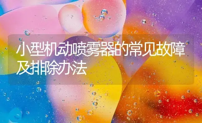 小型机动喷雾器的常见故障及排除办法 | 农资农机