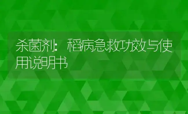 杀菌剂：稻病急救 | 适用防治对象及农作物使用方法说明书 | 植物农药