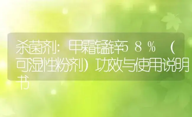 杀菌剂：甲霜锰锌58%（可湿性粉剂） | 适用防治对象及农作物使用方法说明书 | 植物农药