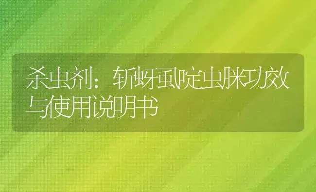 杀虫剂：斩蚜虱啶虫脒 | 适用防治对象及农作物使用方法说明书 | 植物农药